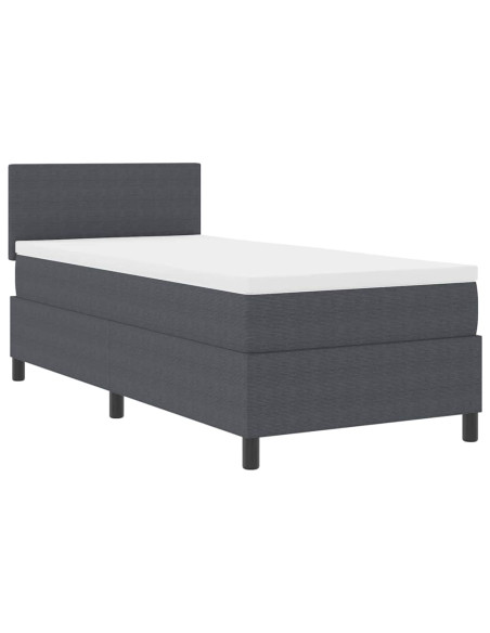 Letto a Sorgente LED Grigio Scuro e Bianco 90 x 190 cm