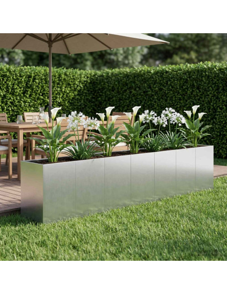 Vaso da giardino Argento 280 x 40 x 60 cm Acciaio zincato