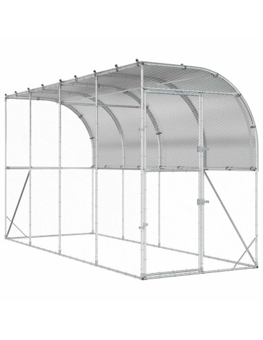 Gabbia per Polli Contro il Muro Argento 600 x 150 x 215 cm