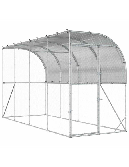 Gabbia per Polli Contro il Muro Argento 600 x 150 x 215 cm