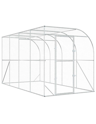 Gabbia per Polli Contro il Muro Argento 600 x 150 x 215 cm