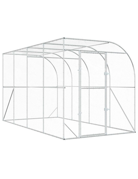 Gabbia per Polli Contro il Muro Argento 600 x 150 x 215 cm