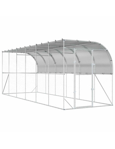 Gabbia per Polli Contro il Muro Argento 600 x 150 x 215 cm