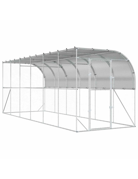 Gabbia per Polli Contro il Muro Argento 600 x 150 x 215 cm
