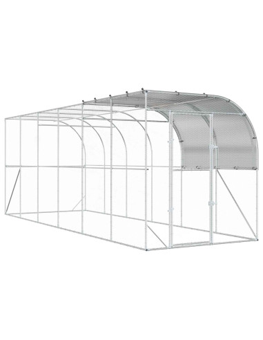 Gabbia per Polli Contro il Muro Argento 600 x 200 x 215 cm