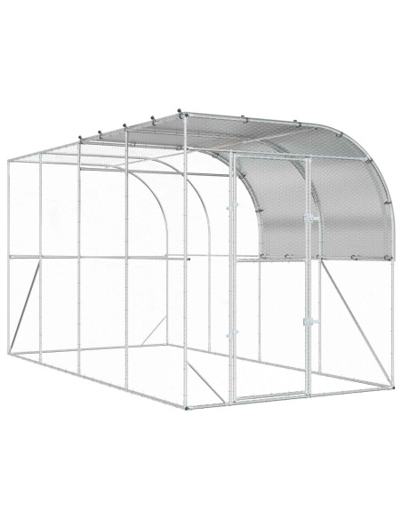 Gabbia per Polli Contro il Muro Argento 400 x 200 x 215 cm