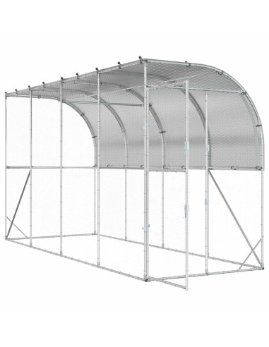 Gabbia per Polli Contro il Muro Argento 600 x 150 x 215 cm