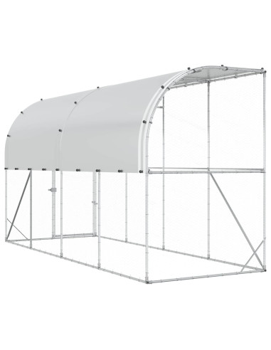 Gabbia per Polli Contro il Muro Argento 600 x 150 x 215 cm