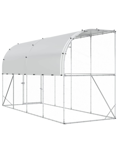 Gabbia per Polli Contro il Muro Argento 600 x 150 x 215 cm