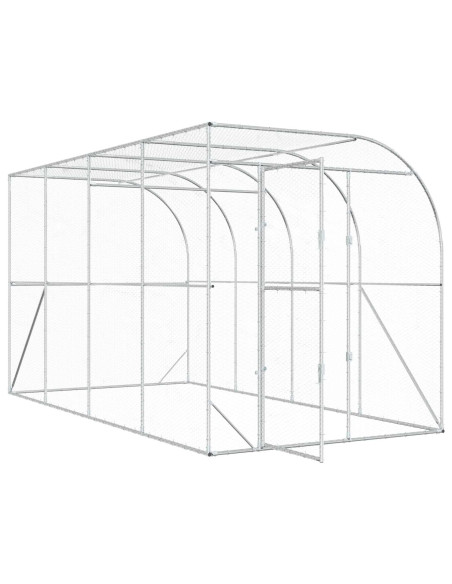 Gabbia per Polli Contro il Muro Argento 600 x 150 x 215 cm