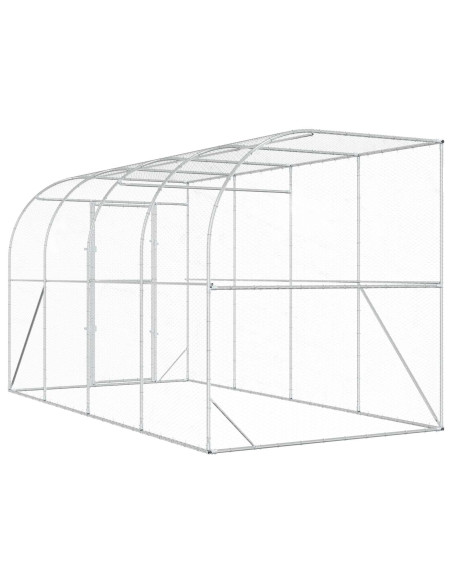 Gabbia per Polli Contro il Muro Argento 600 x 150 x 215 cm