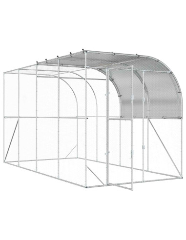 Gabbia per Polli Contro il Muro Argento 400 x 200 x 215 cm