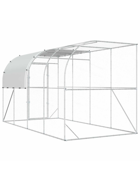Gabbia per Polli Contro il Muro Argento 400 x 200 x 215 cm
