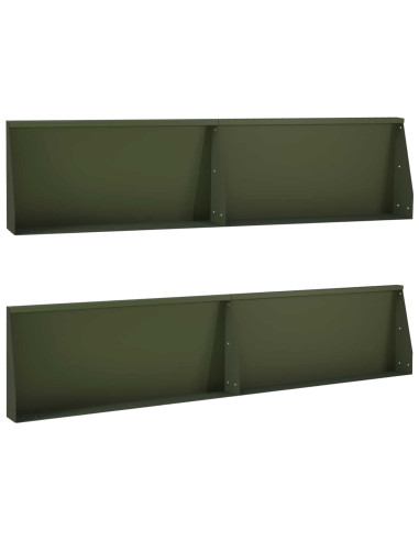 Muro di contenimento 4 pz 100 x 12 x 40 cm Acciaio Verde Oliva