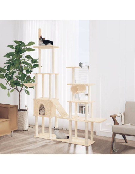 Albero per Gatti con Tiragraffi in Sisal Crema 279 cm