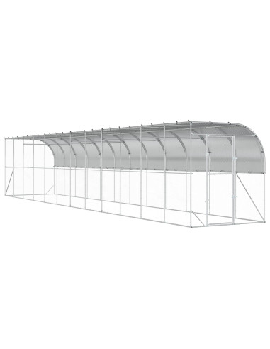 Gabbia per Polli Contro il Muro Argento 600 x 150 x 215 cm
