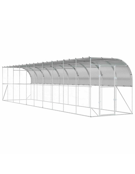 Gabbia per Polli Contro il Muro Argento 600 x 150 x 215 cm