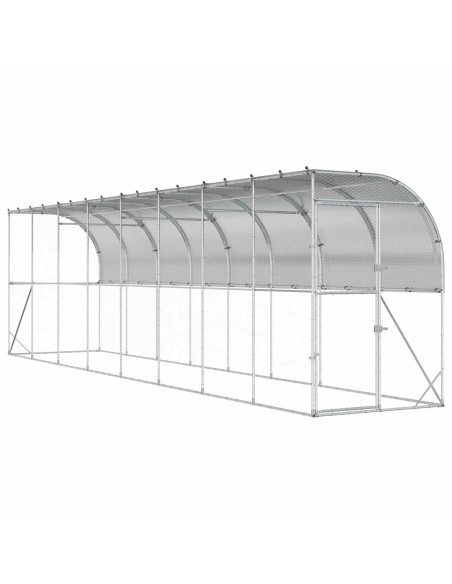 Gabbia per Polli Contro il Muro Argento 600 x 150 x 215 cm