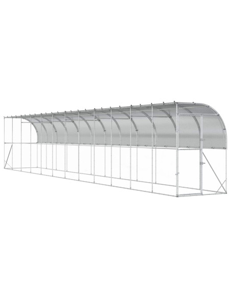 Gabbia per Polli Contro il Muro Argento 600 x 150 x 215 cm