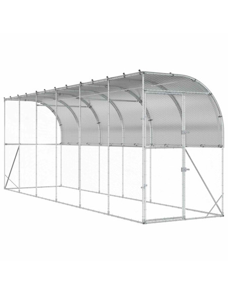 Gabbia per Polli Contro il Muro Argento 600 x 150 x 215 cm