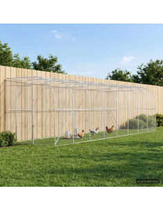 Gabbia per Polli Contro il Muro Argento 600 x 150 x 215 cm