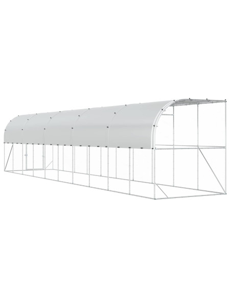 Gabbia per Polli Contro il Muro Argento 600 x 150 x 215 cm