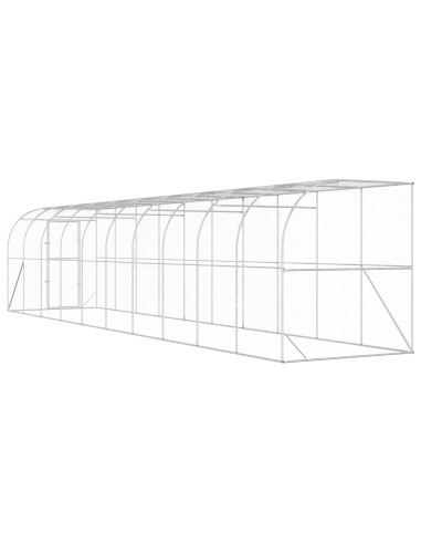 Gabbia per Polli Contro il Muro Argento 600 x 150 x 215 cm