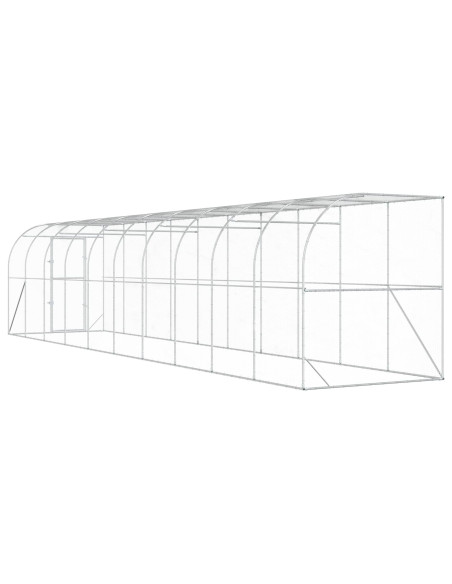 Gabbia per Polli Contro il Muro Argento 600 x 150 x 215 cm