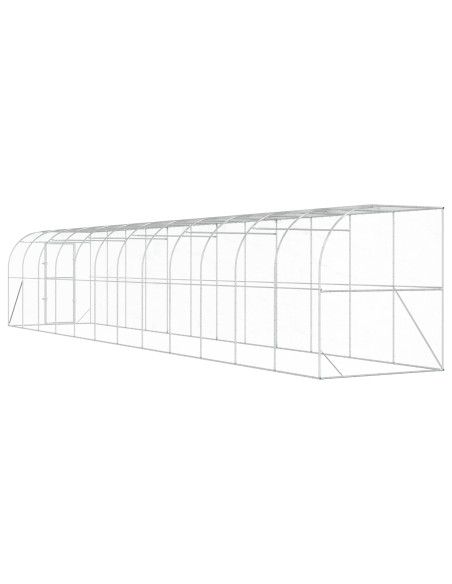 Gabbia per Polli Contro il Muro Argento 600 x 150 x 215 cm