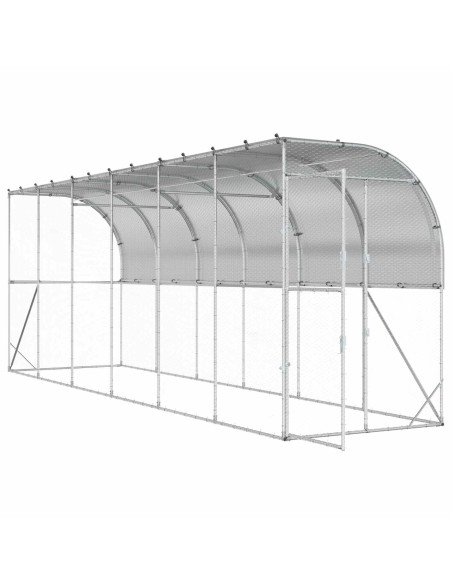 Gabbia per Polli Contro il Muro Argento 600 x 150 x 215 cm