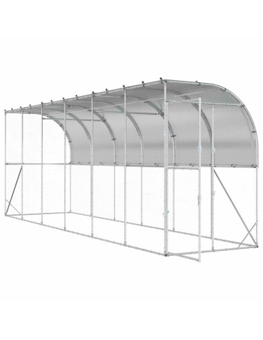 Gabbia per Polli Contro il Muro Argento 600 x 150 x 215 cm