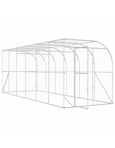 Gabbia per Polli Contro il Muro Argento 600 x 150 x 215 cm