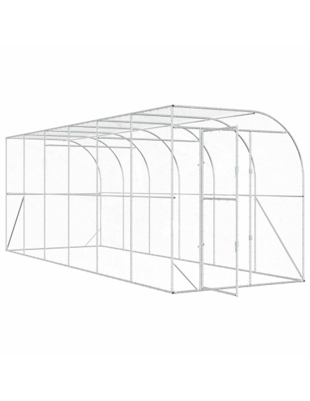 Gabbia per Polli Contro il Muro Argento 600 x 150 x 215 cm
