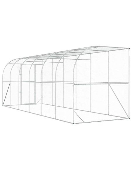 Gabbia per Polli Contro il Muro Argento 600 x 150 x 215 cm