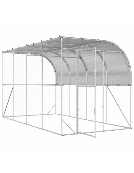 Gabbia per Polli Contro il Muro Argento 600 x 150 x 215 cm