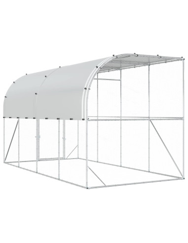 Gabbia per Polli Contro il Muro Argento 600 x 150 x 215 cm