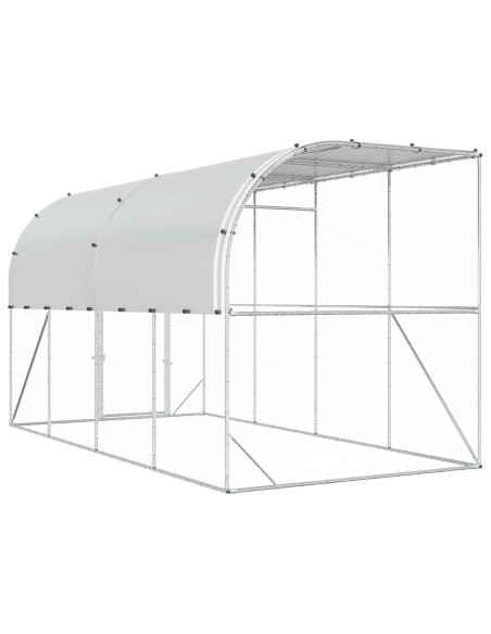Gabbia per Polli Contro il Muro Argento 600 x 150 x 215 cm