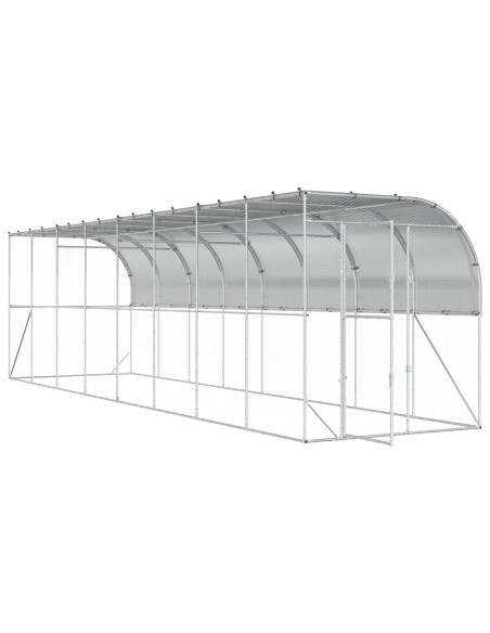Gabbia per Polli Contro il Muro Argento 600 x 150 x 215 cm