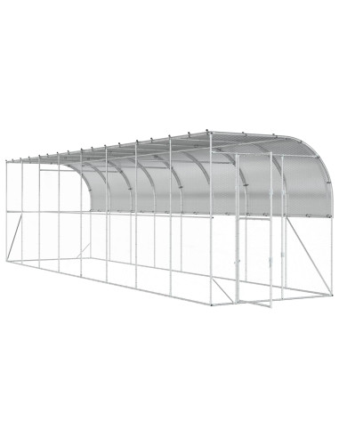 Gabbia per Polli Contro il Muro Argento 600 x 150 x 215 cm