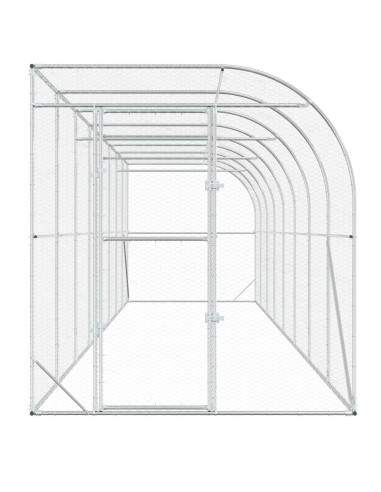 Gabbia per Polli Contro il Muro Argento 600 x 150 x 215 cm