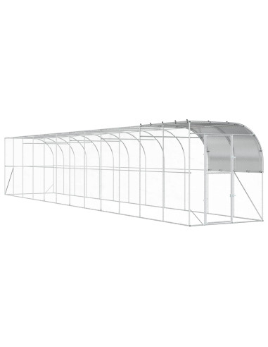 Gabbia per Polli Contro il Muro Argento 1200 x 200 x 215 cm