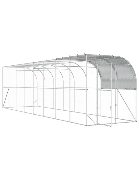 Gabbia per Polli Contro il Muro Argento 800 x 200 x 215 cm
