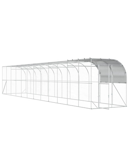 Gabbia per Polli Contro il Muro Argento 1200 x 200 x 215 cm
