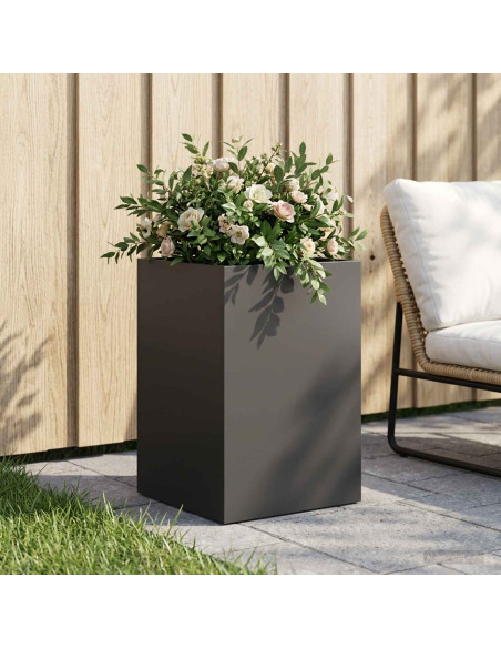 Vaso da giardino Nero 40 x 40 x 60 cm Acciaio laminato a freddo