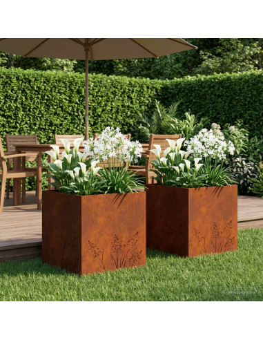 Vaso da giardino 2 pz Ruggine 50 x 50 x 49 cm Acciaio Corten