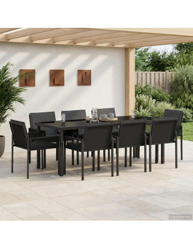 Set da Pranzo per Giardino 25 pz Nero polyrattan