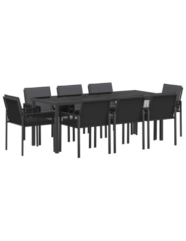 Set da Pranzo per Giardino 25 pz Nero polyrattan