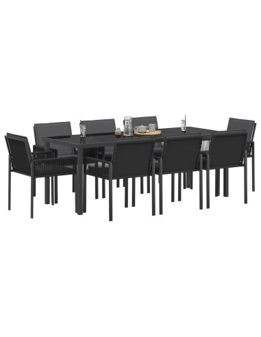 Set da Pranzo per Giardino 25 pz Nero polyrattan