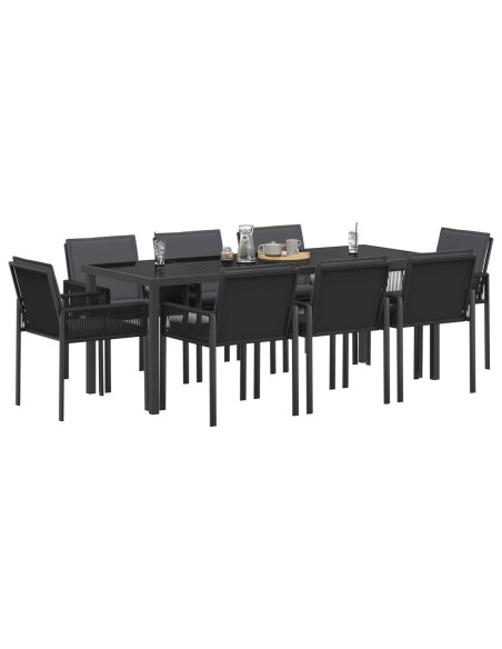 Set da Pranzo per Giardino 25 pz Nero polyrattan