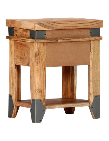 Comodino 40x30x51 cm in Legno Massello di Acacia